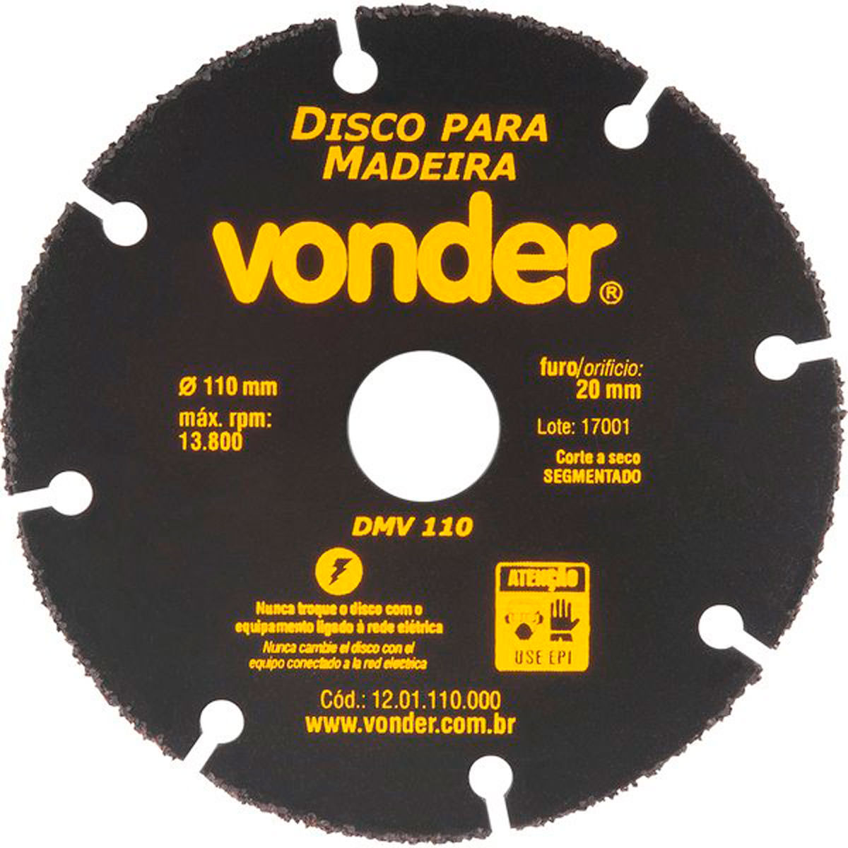 Disco de Corte para Madeira 110mm DMV110 Vonder