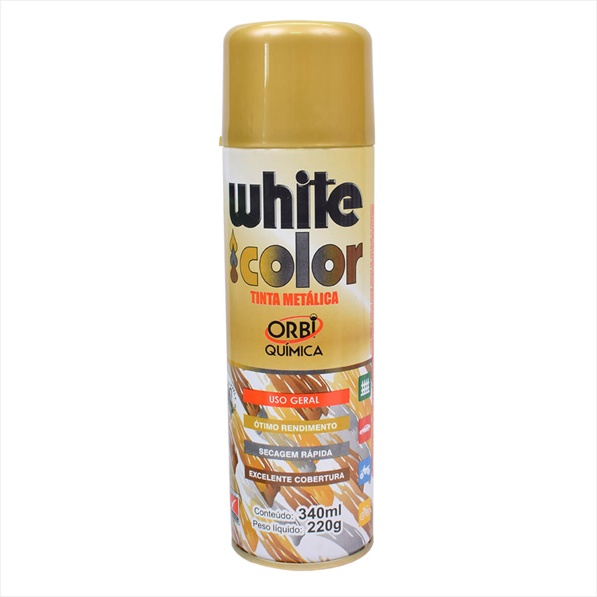 Tinta White Color Spray 340ml Ouro 8664 Orbi Química 