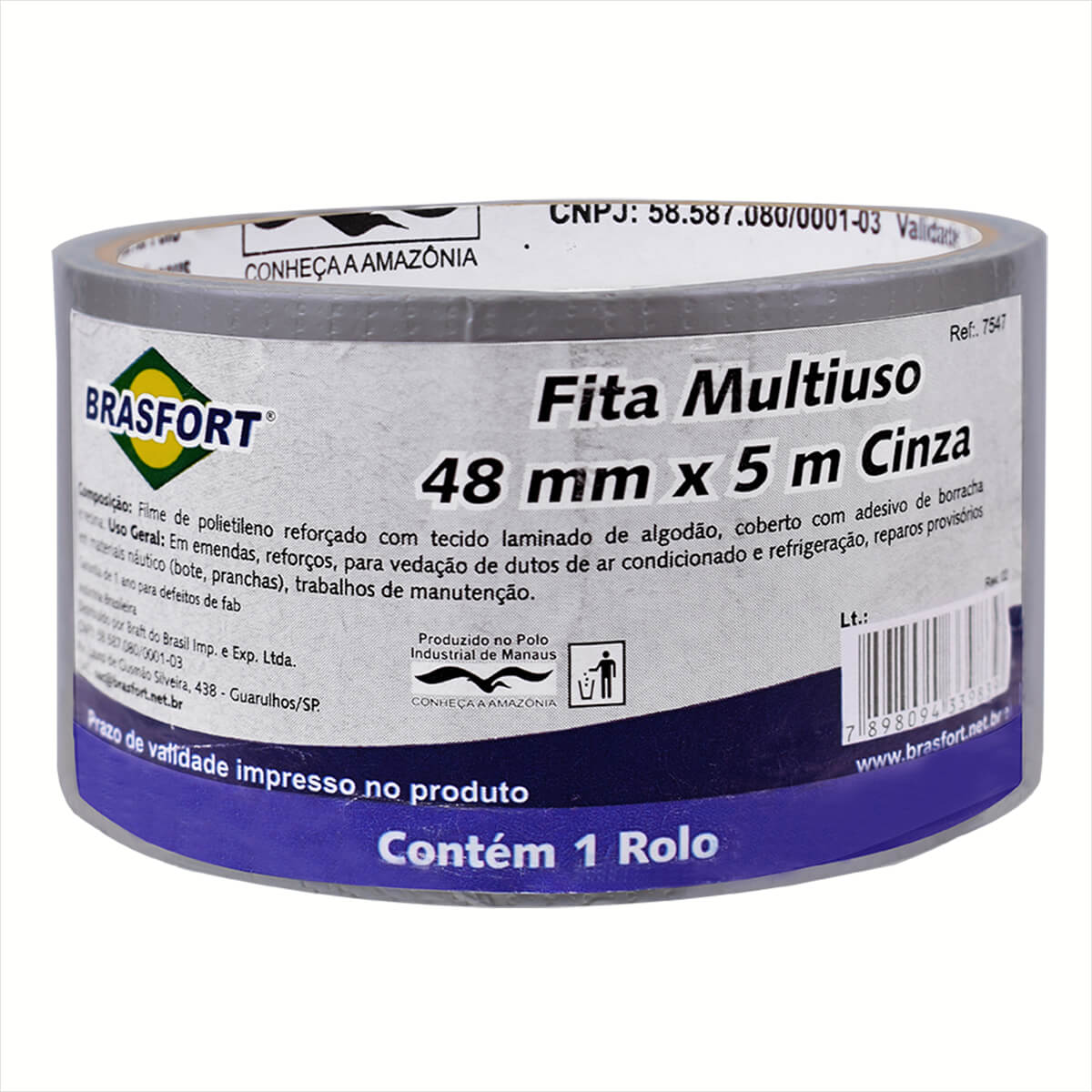 Fita Multiuso Silver Tape 48x05m Prata Brasfort