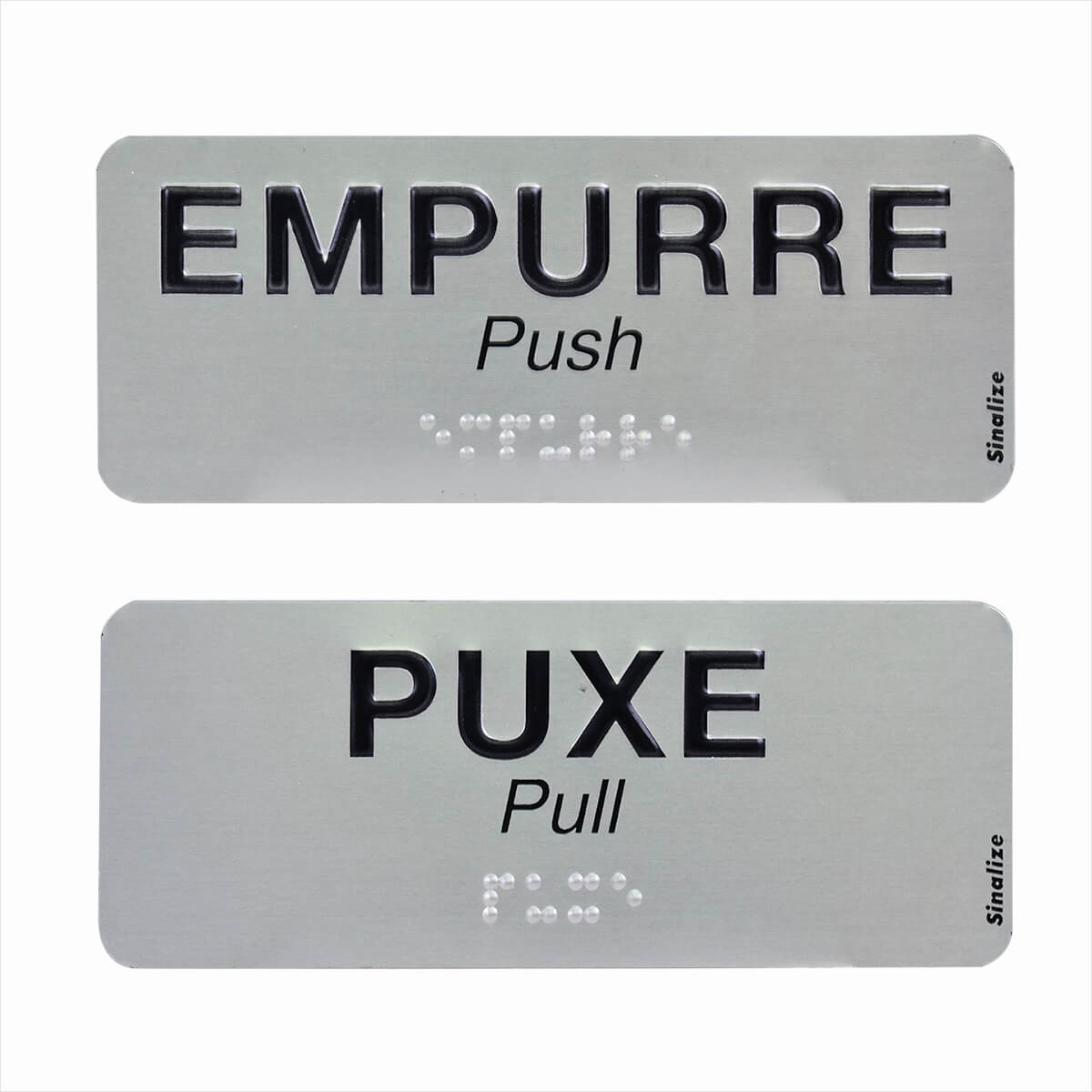 Placa de Alumínio Kit em Braille 15x15-6x15 Puxe ou Empurre Sinalize