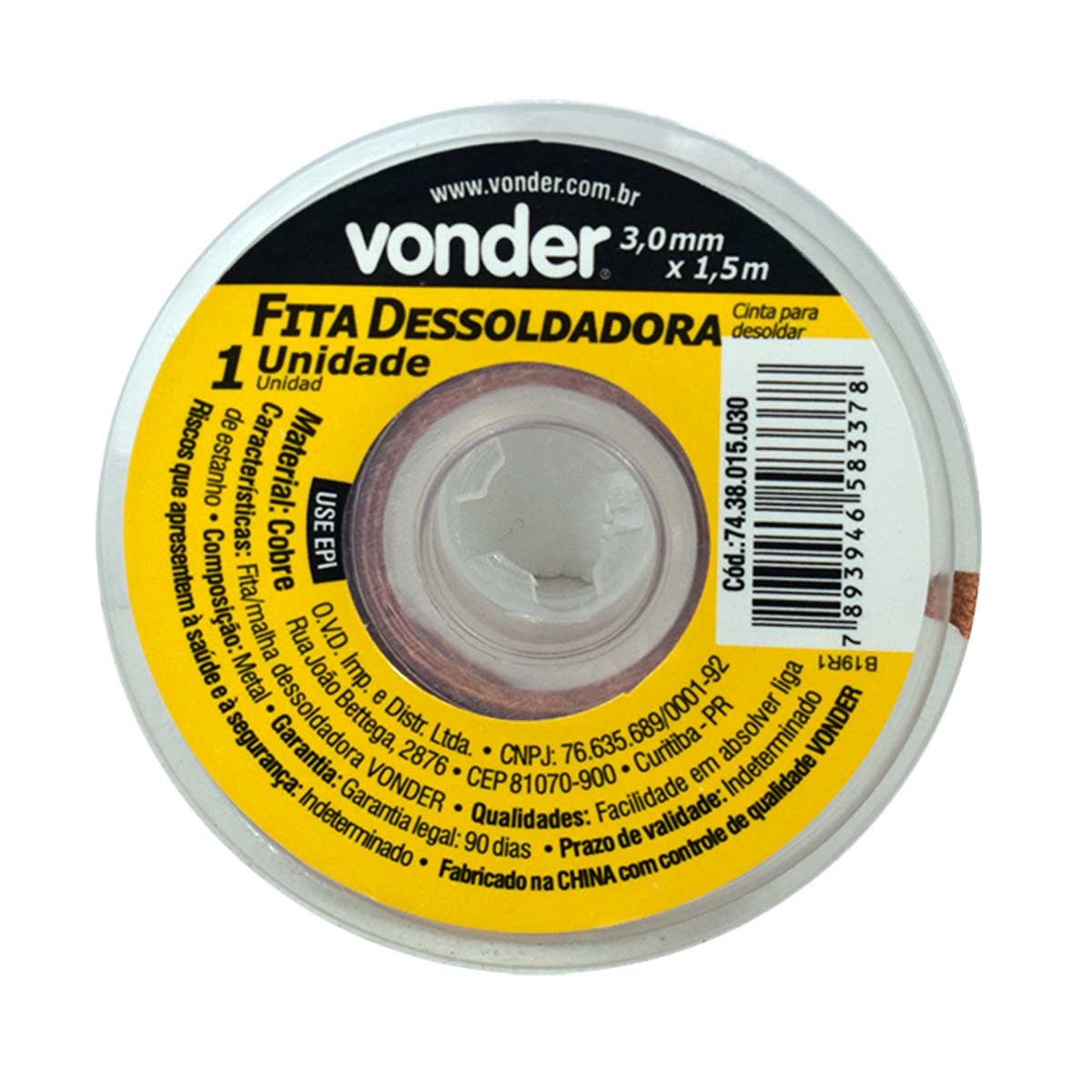 Fita Malha Dessoldadora 3mm x 1,5m Vonder