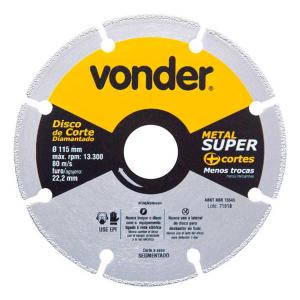 Disco de Corte Diamantado Metal Super 115mm Vonder