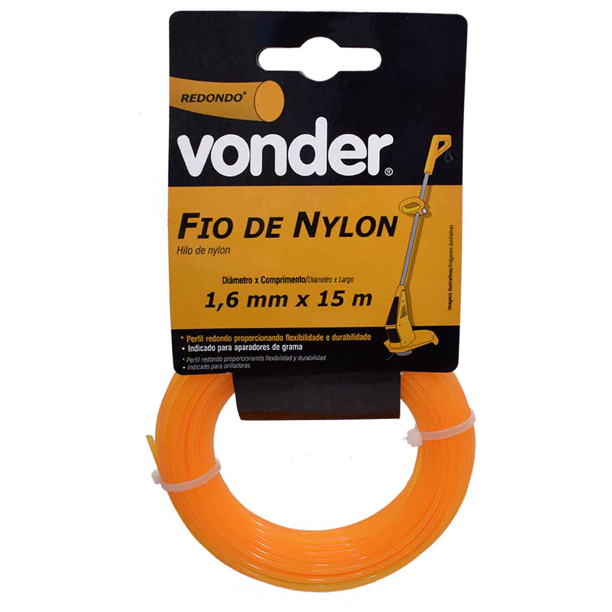 Fio de Nylon Redondo Para Grama 1,6mm x 15m Vonder