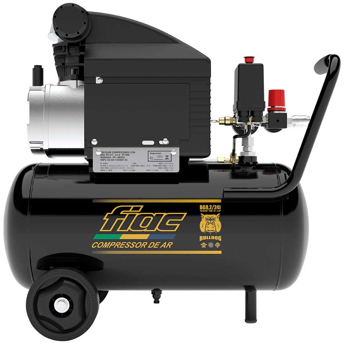 Motocompressor 8pcm 24 litros 1,5hp 110v Bulldog Fiac 