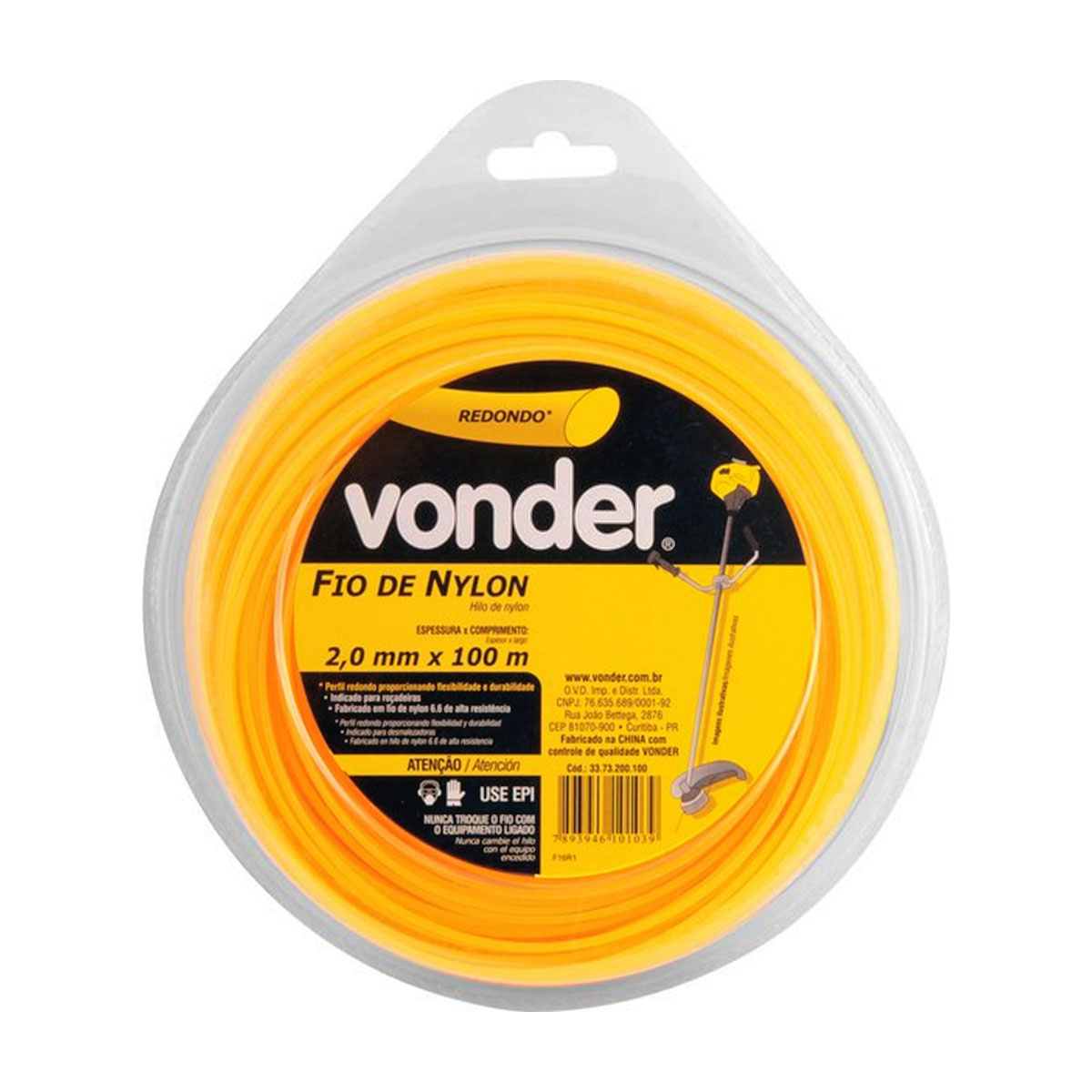 Fio de Nylon 2,0mm x 100m Redondo Vonder