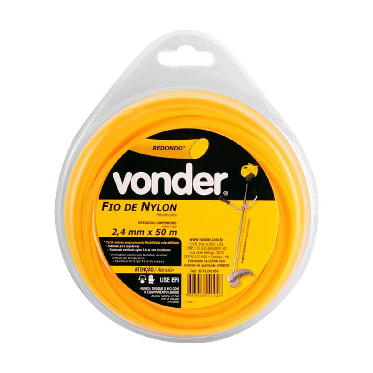  Fio De Nylon 2,4mm X 50m Redondo Vonder