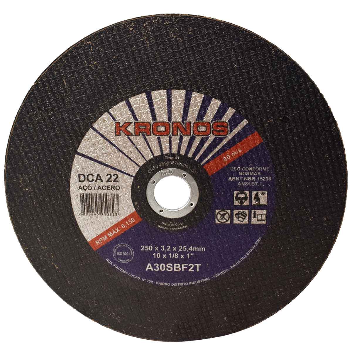 Disco de corte Standard 10 x 1/8 x 1 Pol Kronos   