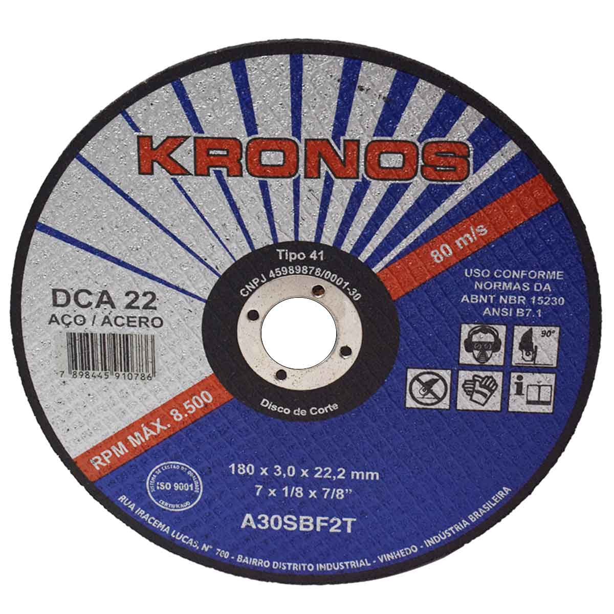 Disco de corte Standard 07 x 1/8 x 7/8 Pol Kronos