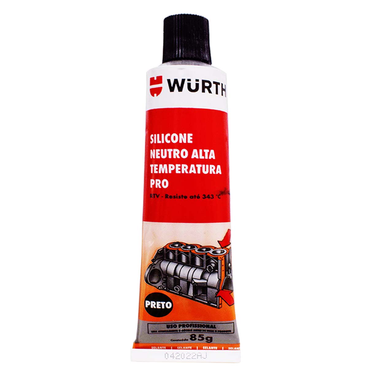 Silicone Neutro Alta Temperatura Preto 85g Wurth