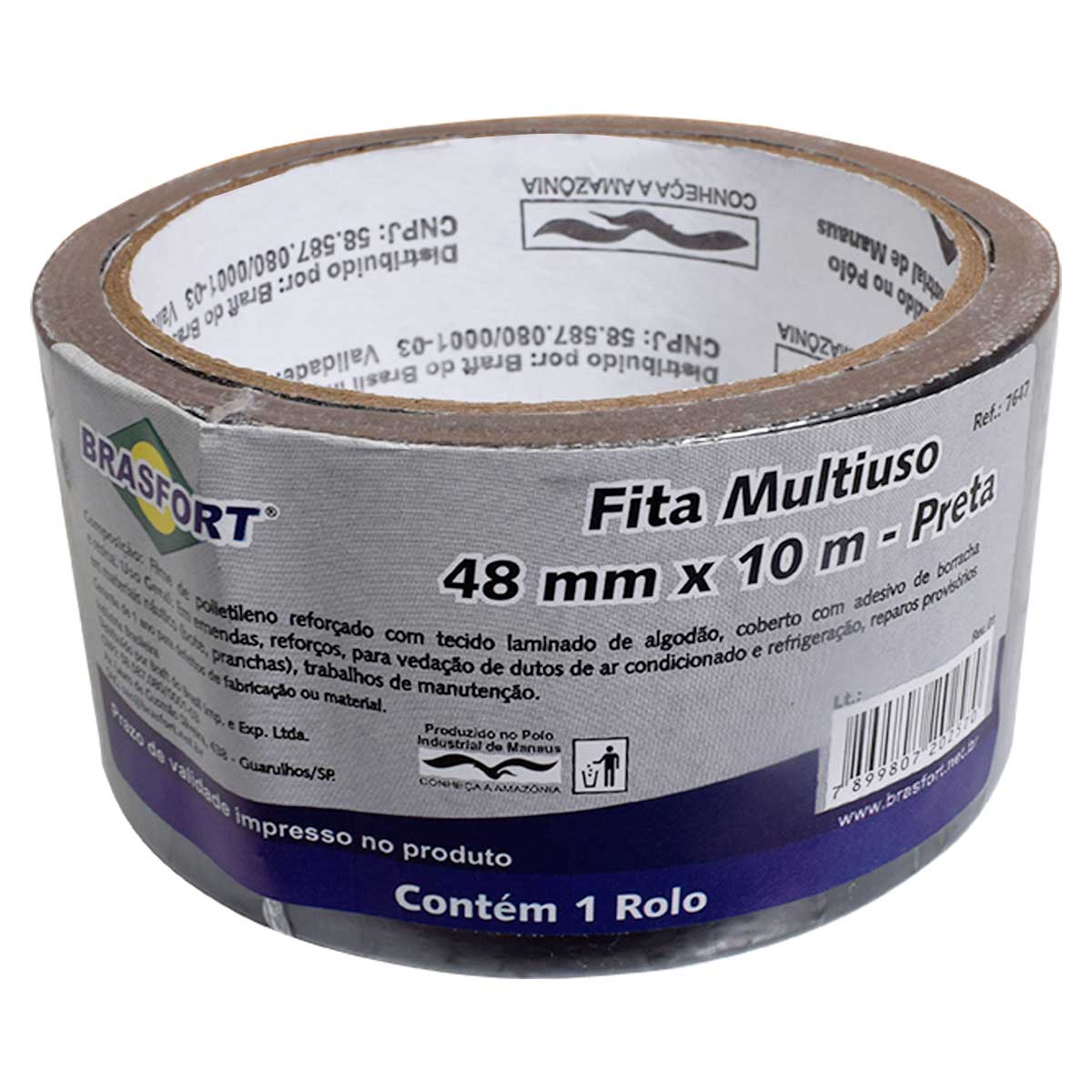 Fita Multiuso Silver Tape 48mm X 10m Preta Brasfort