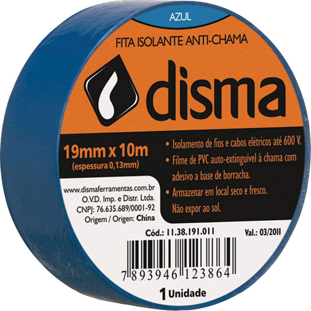 Fita Isolante 19x10m Azul - Disma