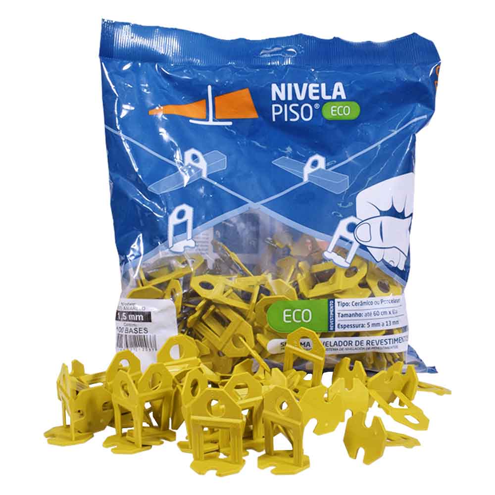 Espaçador e Nivelador Amarelo de Pisos 1,50mm 100 Peças Eco