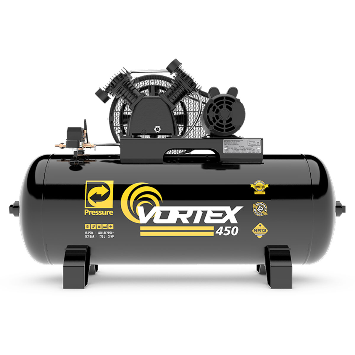 Compressor 15/175L 450 140 psi Monofásico Vortex Pressure