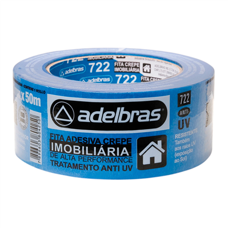 Fita Crepe Azul Imobiliária Anti UV 722 48x50m Aldebras