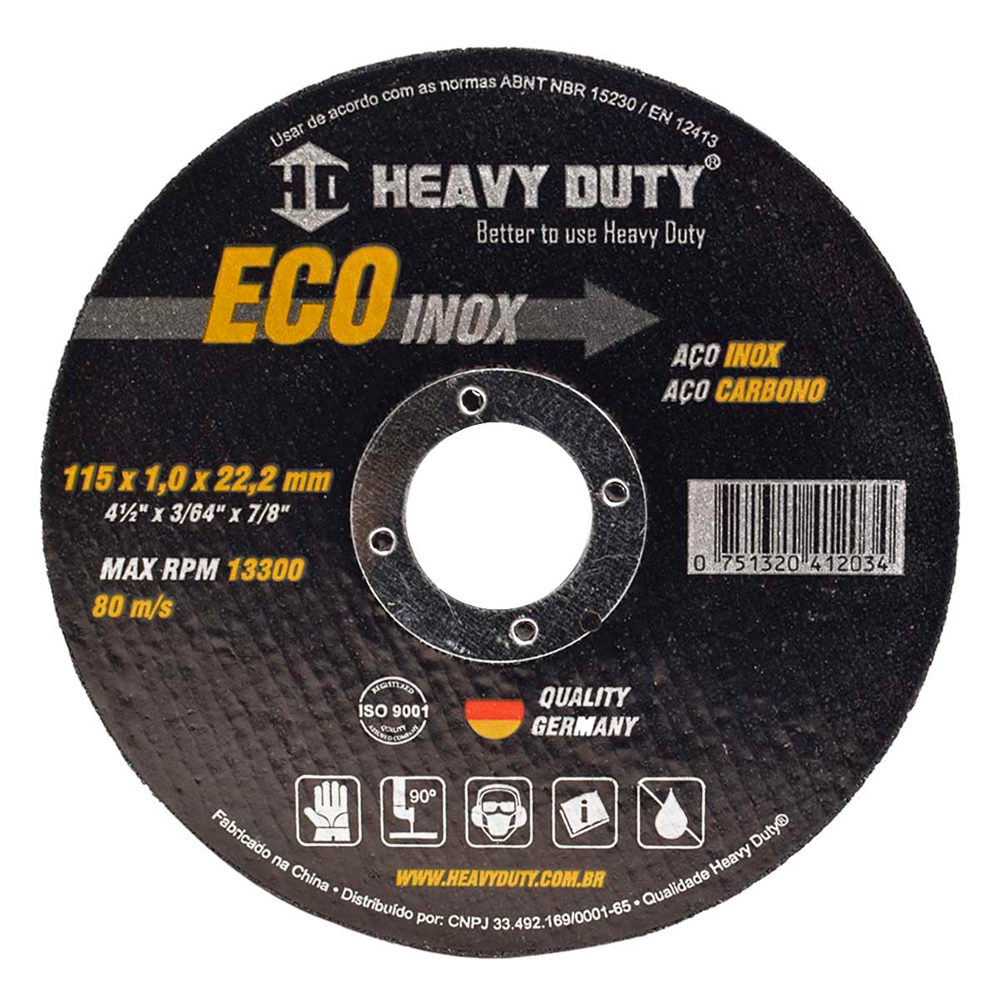 Disco de Corte Ecoinox 115x1mm Heavy Duty