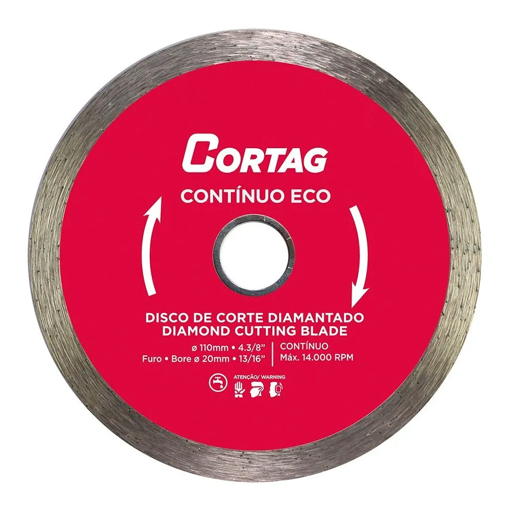 Disco de Corte Diamantado Contínuo Eco 110 x 1.2" x 20mm Cortag