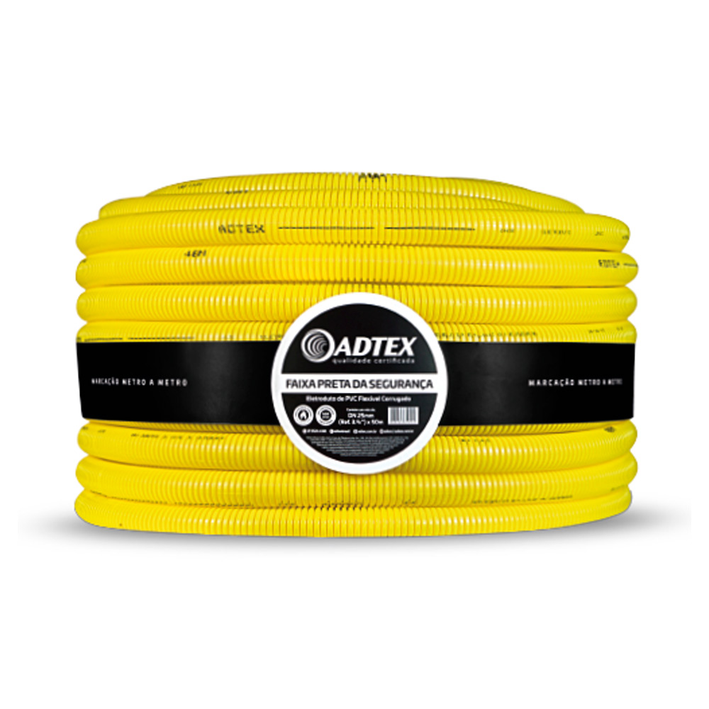 Eletroduto de PVC Corrugado Amarelo 25mm 3/4" Adtex