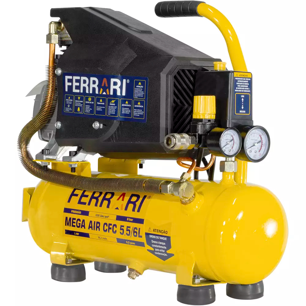 Motocompressor De Ar Cfc 5,5/6l 127V 1HP Mega Air