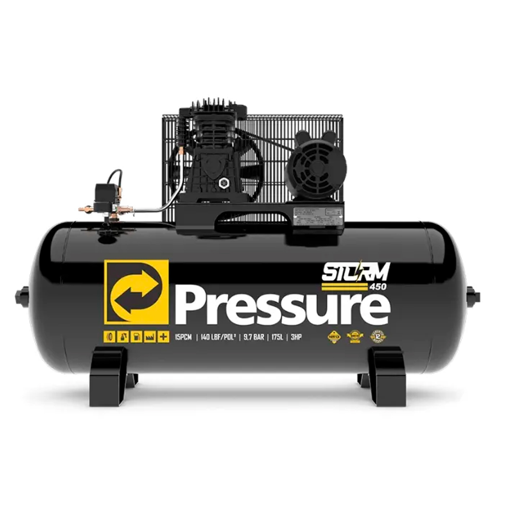 Compressor de Ar Storm 450 15/175L 140PSI com Motor Trifásico Pressure