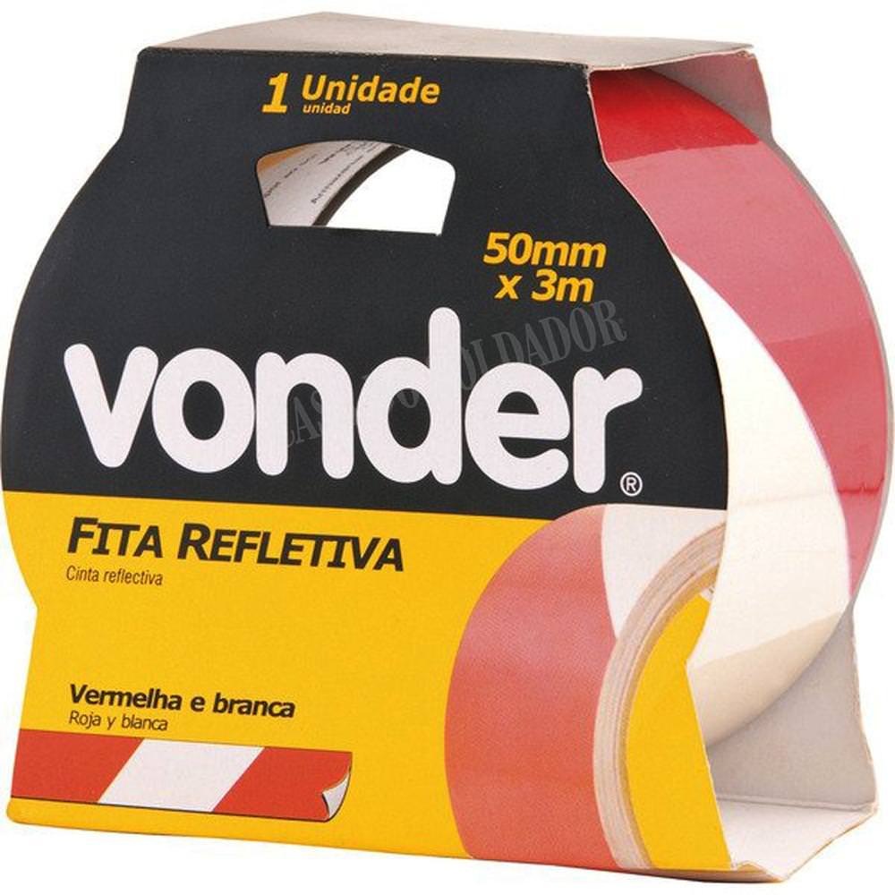 Fita Adesiva Refletiva Vermelha e Branca 50 mm x 3 m Vonder